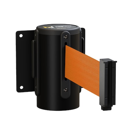 Retractable Belt Barrier Wall Mount Black Case Fixed 16ft. Orange Belt